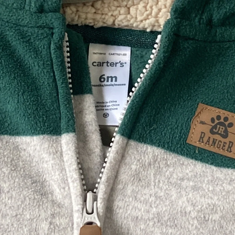 Carters Baby Boy Winter Hooded Zip Up Bodysuit Jumpsuit Bundle Lot 2 Pc.
